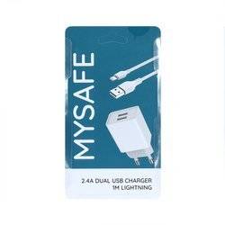 MYSAFE CH24A POWER CHARGER + 1M LIGHTNING CABLE 2.4A