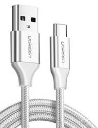 NICKEL-PLATED USB-C CABLE QC3.0 UGREEN 0.25M (WHITE)