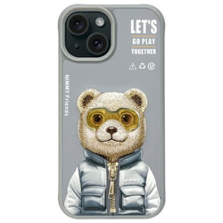 Nimmy etui iPhone 15 6.1" szary/gray      Cool&Cute 2.0 Bear