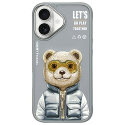 Nimmy etui iPhone 16 6.1" szary/gray      Cool&Cute 2.0 Bear