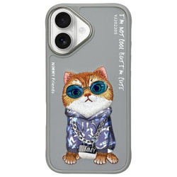 Nimmy etui iPhone 16 6.1" szary/gray      Glasses Cool Cat