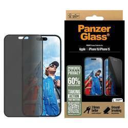 PanzerGlass Privacy Screen Protector iPhone 16 / 15 6.1" Ultra-Wide Fit P2861