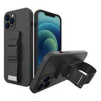 ROPE CASE GEL TPU AIRBAG CASE COVER WITH LANYARD FOR IPHONE 11 PRO MAX BLACK