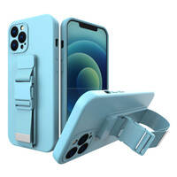 ROPE CASE GEL TPU AIRBAG CASE COVER WITH LANYARD FOR IPHONE 13 MINI BLUE