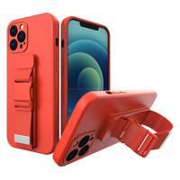 ROPE CASE GEL TPU AIRBAG CASE COVER WITH LANYARD FOR IPHONE 13 MINI RED