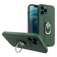 Ring Case silicone case with finger grip and stand for Samsung Galaxy A51 5G / Galaxy A51 dark green