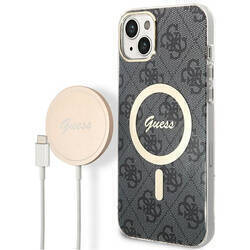 SET GUESS GUBPP14MH4EACSK CASE+ CHARGER IPHONE 14 PLUS / 15 PLUS 6.7 "BLACK / BLACK HARD CASE 4G PRINT MAGSAFE