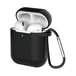 SILICONE PROTECTIVE CASE FOR AIRPODS 2 /AIRPODS 1 + BLACK CARABINET KEY RING