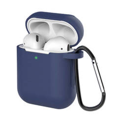 SILICONE PROTECTIVE CASE FOR AIRPODS 2 /AIRPODS 1 + BLUE CARABINET KEY RING