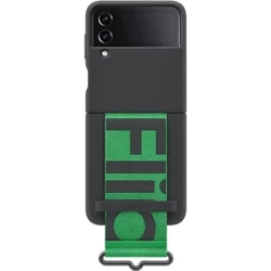 Samsung Silicone Strap Cover for Galaxy Z Flip4, Black with Green Strap Damaged packaging