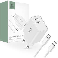 TECH-PROTECT C35W 2-PORT NETWORK CHARGER PD35W + TYPE-C CABLE WHITE