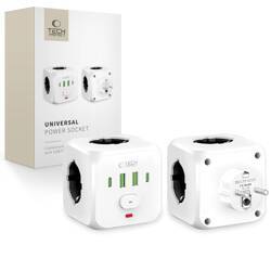 TECH-PROTECT PCL3X4 POWER SOCKET 2 USB & 2 TYPE-C & 3 SOCKET WHITE