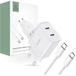 Tech-Protect C20W 2-PORT Network PD 20W USB-C charger + USB-C cable, white