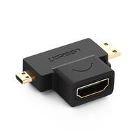 UGREEN ADAPTER HDMI TYPE A (FEMALE) TO MINI HDMI (MALE) / MICRO HDMI (MALE) BLACK (20144)