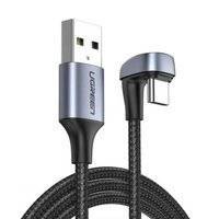 UGREEN NYLON ANGLED CABLE USB CABLE - USB TYPE C 1 M 3 A 18 W QUICK CHARGE AFC FCP FOR GAMERS GRAY (70313)