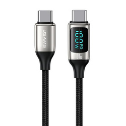 USAMS KABEL PLECIONY U78 USB-C NA USB-C LED 1.2M 100W FAST CHARGING BIAŁY /WHITE SJ546USB02 (US-SJ546)