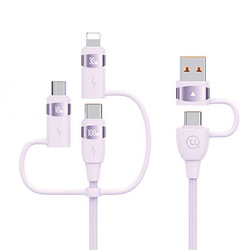 USAMS Kabel U85 2xUSB-C/USB/Micro-USB/ Lightning 6w1 1,2m 100W PD Fast Charge fioletowy/purple SJ645USB02 (US-SJ645)