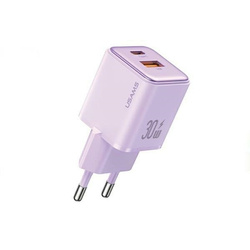 USAMS Ład. siec. 1xUSB+1xUSB-C PD30W 3A (only head) PD3.0 Fast Charging purpurowy/purple X-ron Series CC189TC03 (US-CC189)