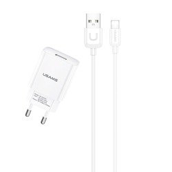 USAMS T21 NETWORK CHARGER + LIGHTNING 2.1A FAST CHARGE WHITE T21OCLN01