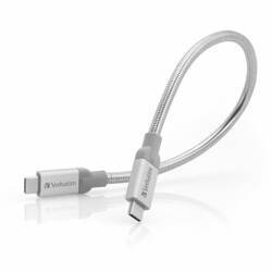 Verbatim Kabel stalowy USB-C/USB-C 3A 30cm srebrny/silver 48867