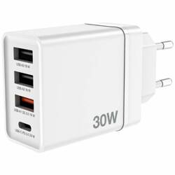 Verbatim Ładowarka sieciowa 30W 3xUSB-A/ USB-C PD 3.0 CHR-30EU2 biały/white 49701