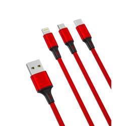 XO Cable NB173 3in1 USB - Lightning + USB -C + MicroUSB 1.2 m 2.4a red