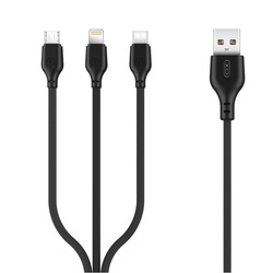 XO NB103 3in1 USB - Lightning + USB -C + MicroUSB 1.0 m 2.1a black