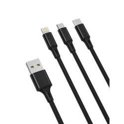 XO NB173 3in1 USB - Lightning + USB -C + MicroUSB 1.2 m 2.4a black