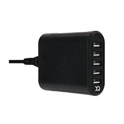 XQISIT TRAVEL CHARGER 8A 5XUSB+CABLE BLACK