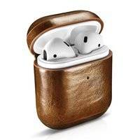 iCarer Leather Oil Wax genuine leather case for AirPods 2 / AirPods 1 light brown (WMAP011-BN)