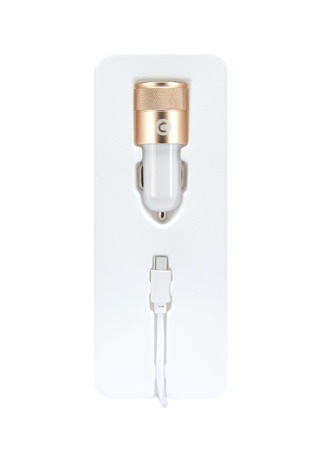 (4613) MOCOLO 1A ROSE GOLD CAR CHARGER + TYP-C 1M WHITE CABLE