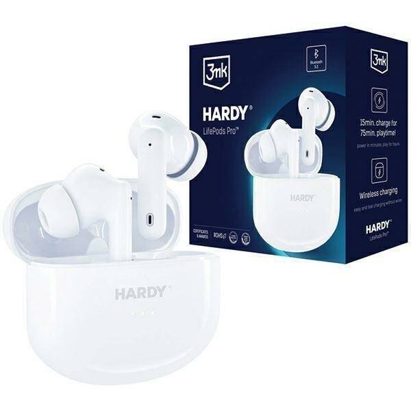 3MK HARDY LIFEPODS PRO BLUETOOTH 5.3 ANC BIAŁE / WHITE WIRELESS HEADPHONES