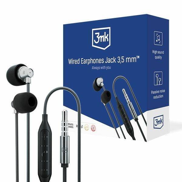 3MK WIRED EARPHONES JACK 3.5 MM BLACK EARPHONES / BLACK JACK 3.5MM