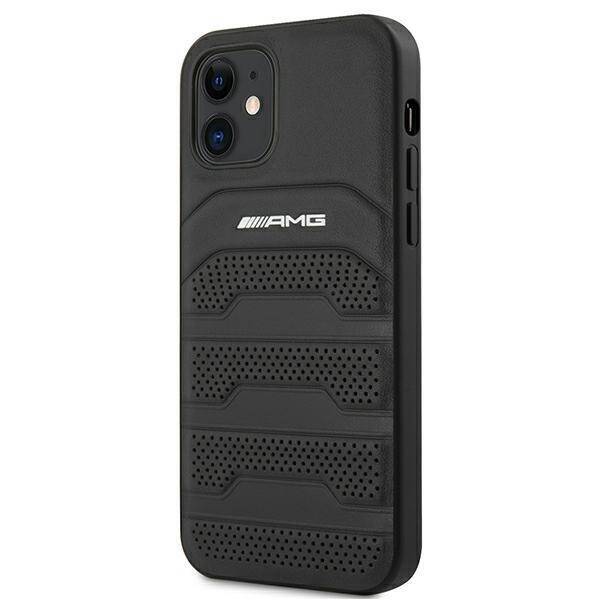 AMG AMHCP12SGSEBK iPhone 12 mini 5,4"  czarny/black hardcase Leather Debossed Lines