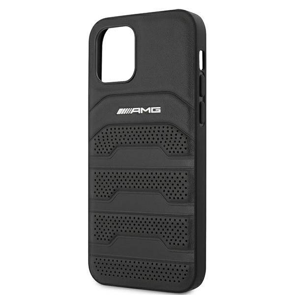 AMG AMHCP12SGSEBK iPhone 12 mini 5,4"  czarny/black hardcase Leather Debossed Lines