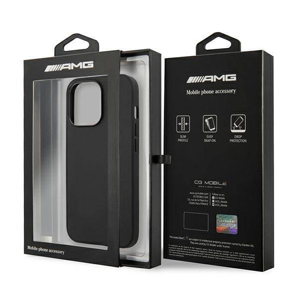 AMG AMHCP14LDOLBK iPhone 14 Pro 6,1"  czarny/black hardcase Leather Hot Stamped