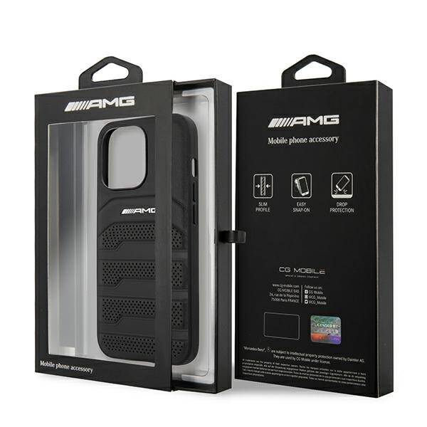 AMG AMHCP14XGSEBK iPhone 14 Pro Max 6,7"  czarny/black hardcase Leather Debossed Lines