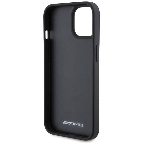 AMG AMHCP15MGSEBK iPhone 15 Plus / 14  Plus 6.7" czarny/black hardcase Leather Debossed Lines