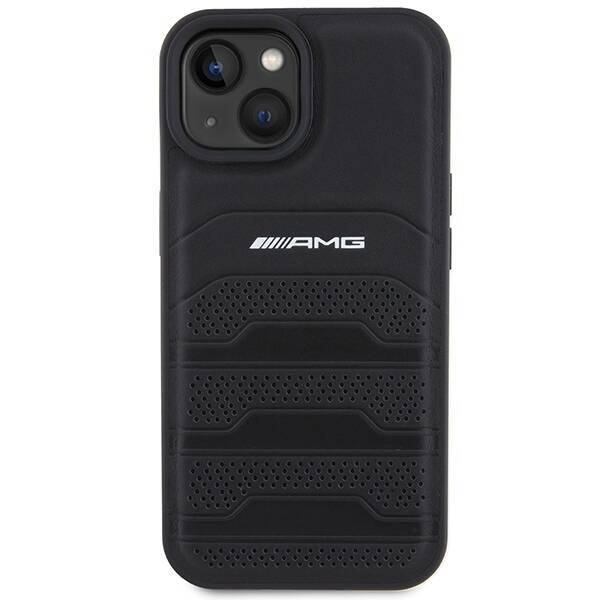 AMG AMHCP15SGSEBK IPHONE 15/14/13 6.1 "BLACK / BLACK HARDCASE LEATHER DEBOSSED LINES