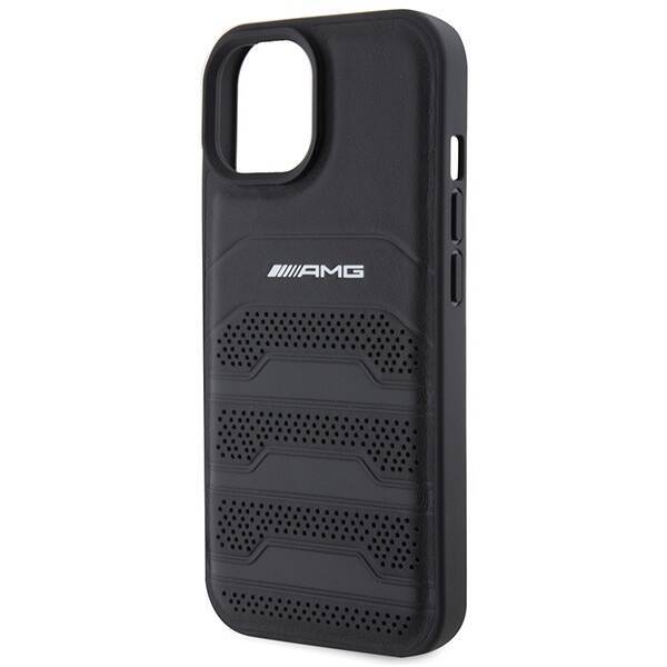 AMG AMHCP15SGSEBK IPHONE 15/14/13 6.1 "BLACK / BLACK HARDCASE LEATHER DEBOSSED LINES