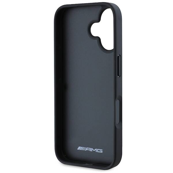 AMG AMHCP16SGSEBK iPhone 16  6.1" czarny/black hardcase Leather Debossed Lines Black Logo