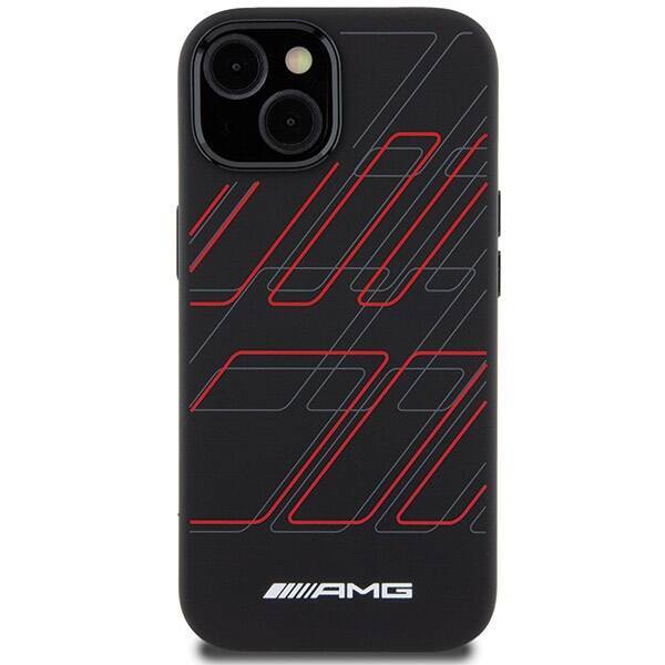 AMG AMHMP15S23SSPK iPhone 15 / 14 / 13  6.1" czarny/black hardcase Silicone Large Rhombuses Pattern MagSafe