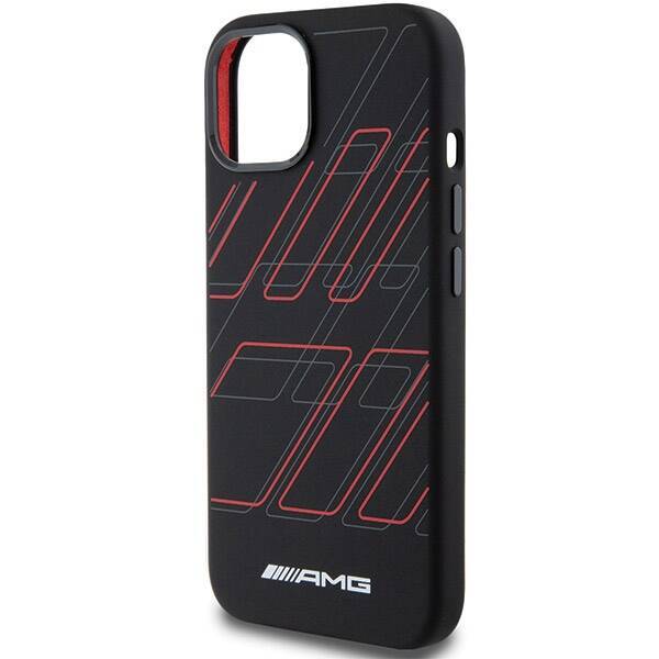 AMG AMHMP15S23SSPK iPhone 15 / 14 / 13  6.1" czarny/black hardcase Silicone Large Rhombuses Pattern MagSafe