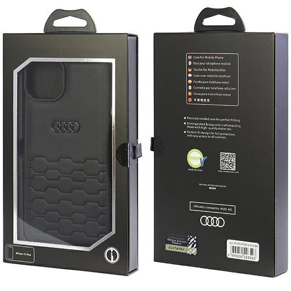 AUDI GT SYNTHETIC LEATHER IPHONE 15 PLUS/14 PLUS 6.7 "BLACK/BLACK HARDCASE AU-TPUPPCIP15M-GT/D2-BK