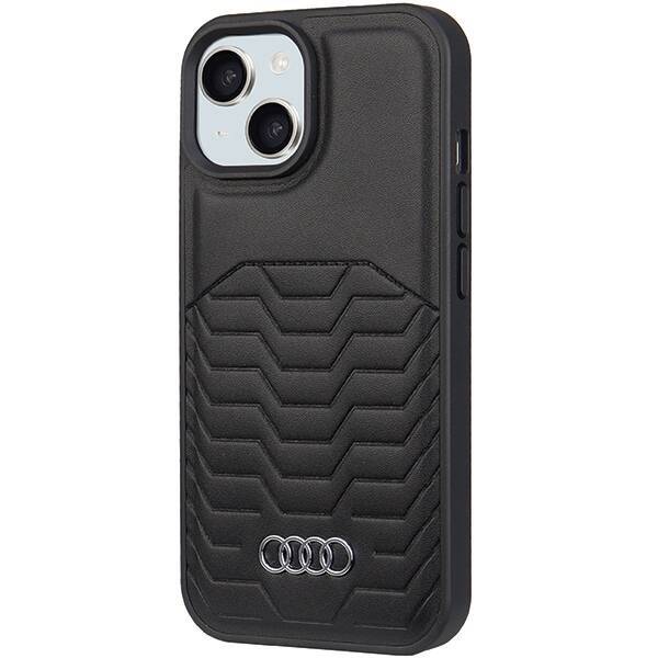 AUDI SYNTHETIC LEATHER MAGSAFE IPHONE 15 PLUS / 14 PLUS 6.7" BLACK/BLACK HARDCASE AU-TPUPCMIP15M-GT/D3-BK