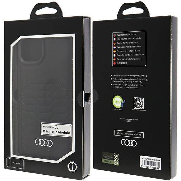 AUDI SYNTHETIC LEATHER MAGSAFE IPHONE 15 PLUS / 14 PLUS 6.7" BLACK/BLACK HARDCASE AU-TPUPCMIP15M-GT/D3-BK