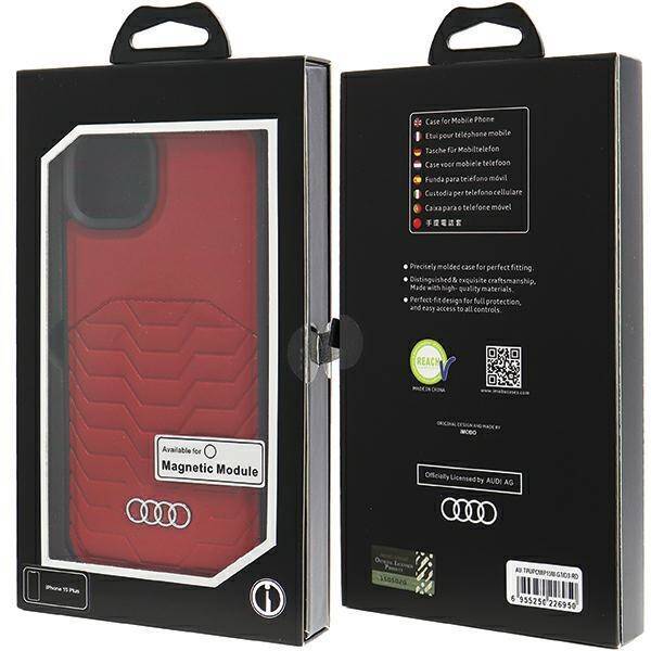 AUDI SYNTHETIC LEATHER MAGSAFE IPHONE 15 PLUS / 14 PLUS 6.7" RED/RED HARDCASE AU-TPUPCMIP15M-GT/D3-RD