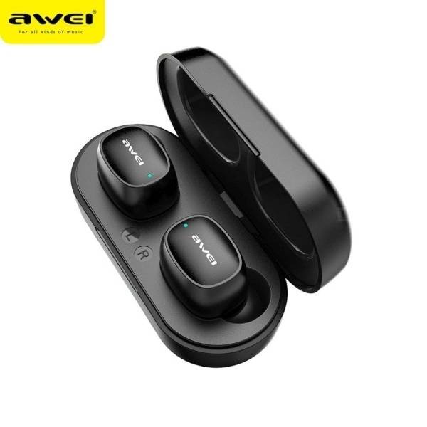 AWEI BLUETOOTH HEADPHONES 5.0 T13 TWS + BLACK DOCKING STATION / BLACK