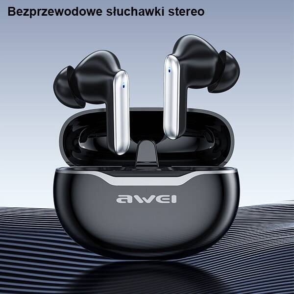 AWEI słuchawki Bluetooth 5.3 T50 TWS + stacja dokująca czarny/black