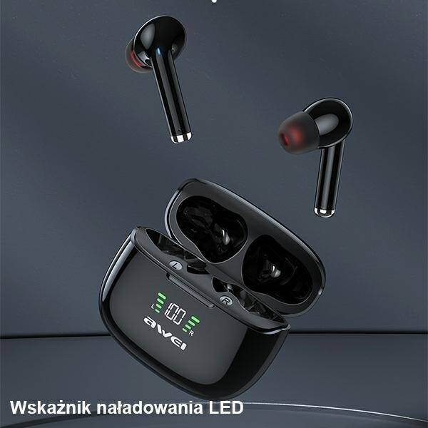 AWEI słuchawki sportowe Bluetooth 5.2 TA8 TWS + stacja dokująca czarny/black